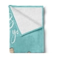 thumbnail image 2 of Saying Soft Flannel Fleece Blanket, Some Bunny Loves You Text and a Funny Friendly Rabbit with a Big Smile, Cozy Plush for Indoor and Outdoor Use, 50" x 60", Pale Blue Tan and White, by Ambesonne, 2 of 5