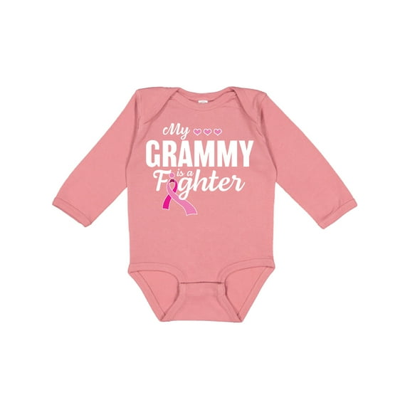 Inktastic Breast Cancer Awareness My Grammy is a Fighter Boys or Girls Long Sleeve Baby Bodysuit