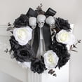 thumbnail image 3 of Colgador de puerta Guirnalda de la puerta delantera de Halloween Flor de rosa artificial Cabeza de calavera Bowknot Guirnalda colgante para la pared Fiesta de Halloween Decoración de la casa embrujad Irfora Colgador de puerta, 3 of 7