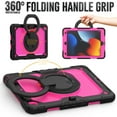thumbnail image 2 of TECH CIRCLE Rugged Case for Apple (10.2-Inch) iPad Tablet (iPad 9th/8th/7th Gen) - Drop Proof Protective Kickstand Case Portable Handle Sturdy Cover with [Screen Protector], Black+Rose, 2 of 8