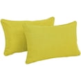 thumbnail image 1 of 20-inch by 12-inch Double-corded Solid Outdoor Spun Polyester Back Support Pillows with Inserts (Set of 2), Lime, 1 of 2