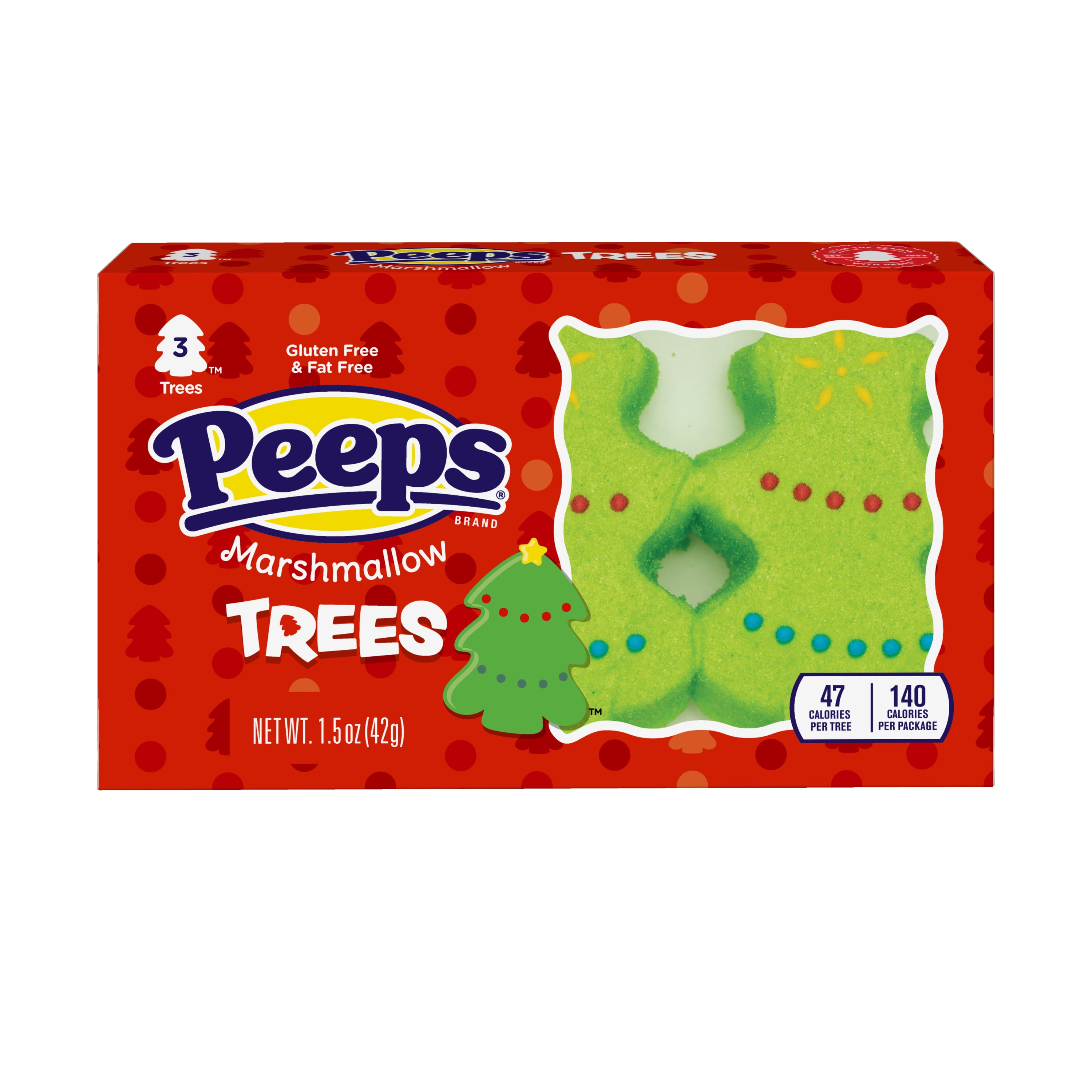 (5 pack) PEEPS Marshmallow Trees, Christmas Candy, 3 Count (1.5 Ounce)