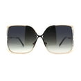 thumbnail image 2 of Womens Metal Rim Rectangle Oversize Butterfly Designer Sunglasses Gold Black Green, 2 of 4