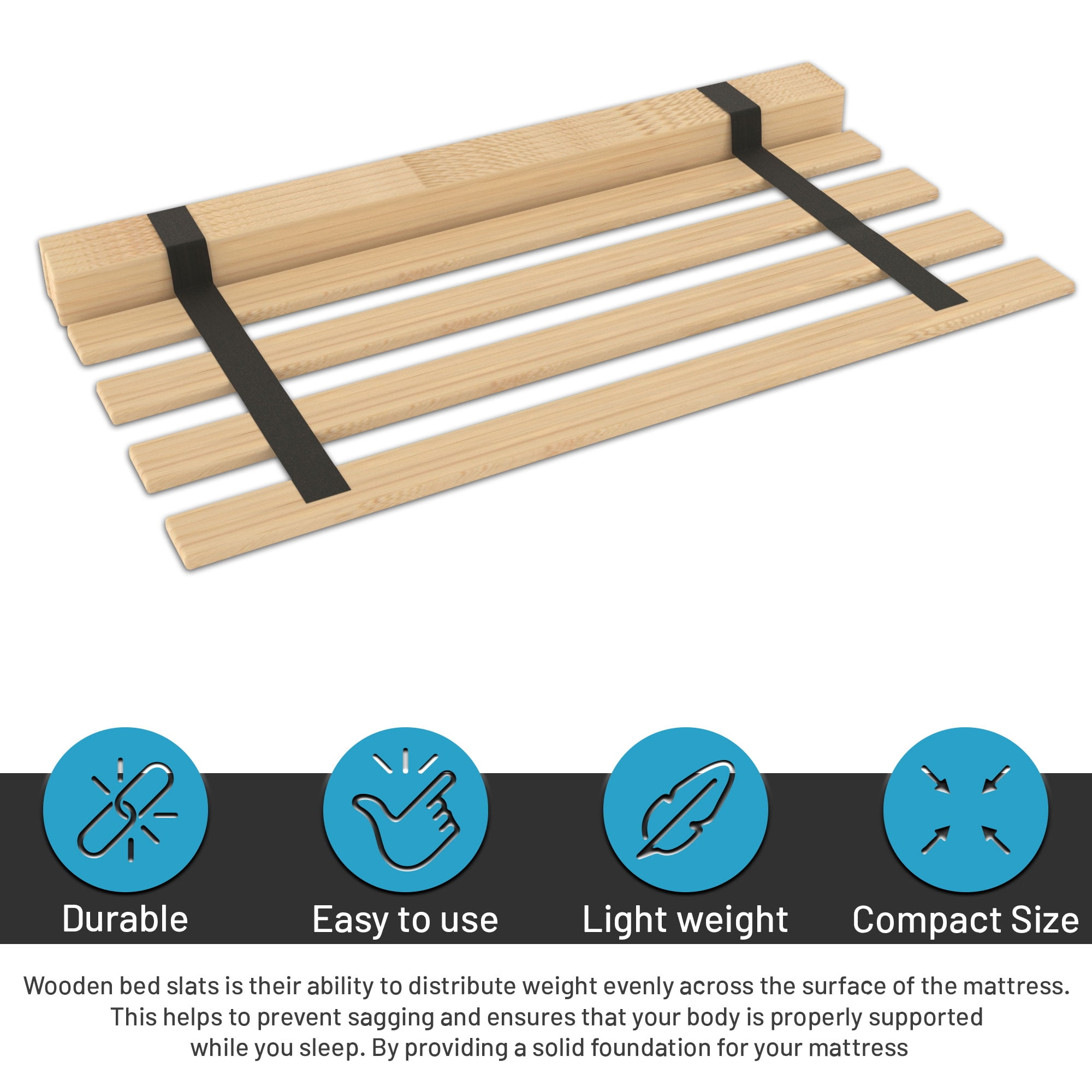 Continental Sleep, 0.75” horizontal Heavy Duty Mattress Support Wood Slats, Full