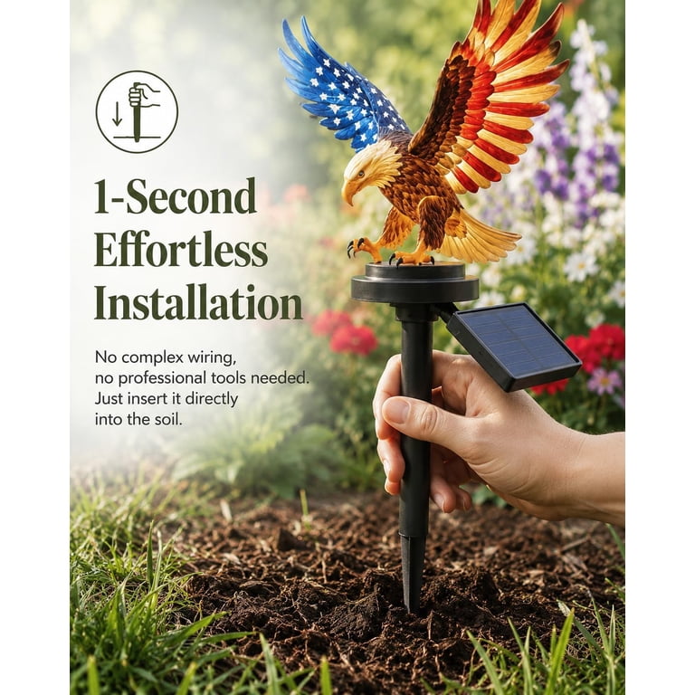 Clearance Solar Eagle Garden Light with Stake, 17.8in America 250