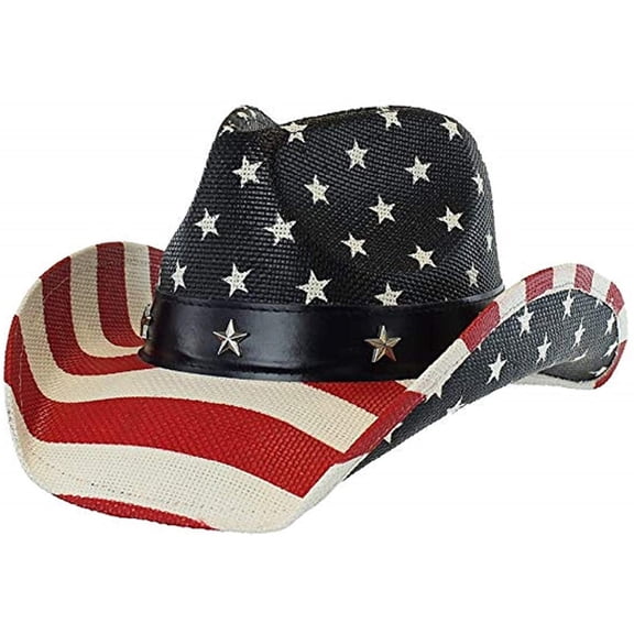 Royallove Men’s Vintage USA American Flag Cowboy Hat W/Western Shape-It Hats for women