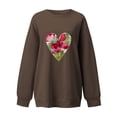 thumbnail image 3 of Crewneck Sweatshirts for Women Valentine's Day Cute Funny Graphic Print Pullover Tops Casual Long Sleeve Shirt(Brown,M), 3 of 4
