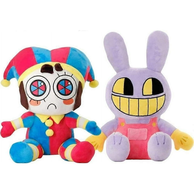 Digital Circus Plush,The Amazing Pomni and Jax Plushies Toy,New Digital Circus Stuffed Plush Toys,Cartoon Image Pillow Gifts (2PCS)