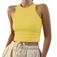 thumbnail image 2 of Tank Top for Woman Sleeveless Color Tops Solid Woman's Tank Short Round Neck Vest Woman's Blouse Tank Tops Yellow, 2 of 7
