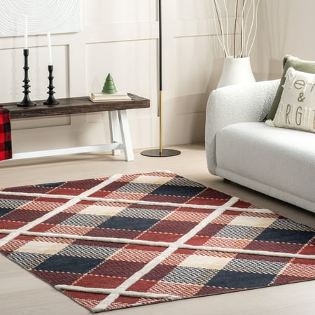 nuLOOM Anastasia High-Low Plaid Area Rug, 8' x 10', Red