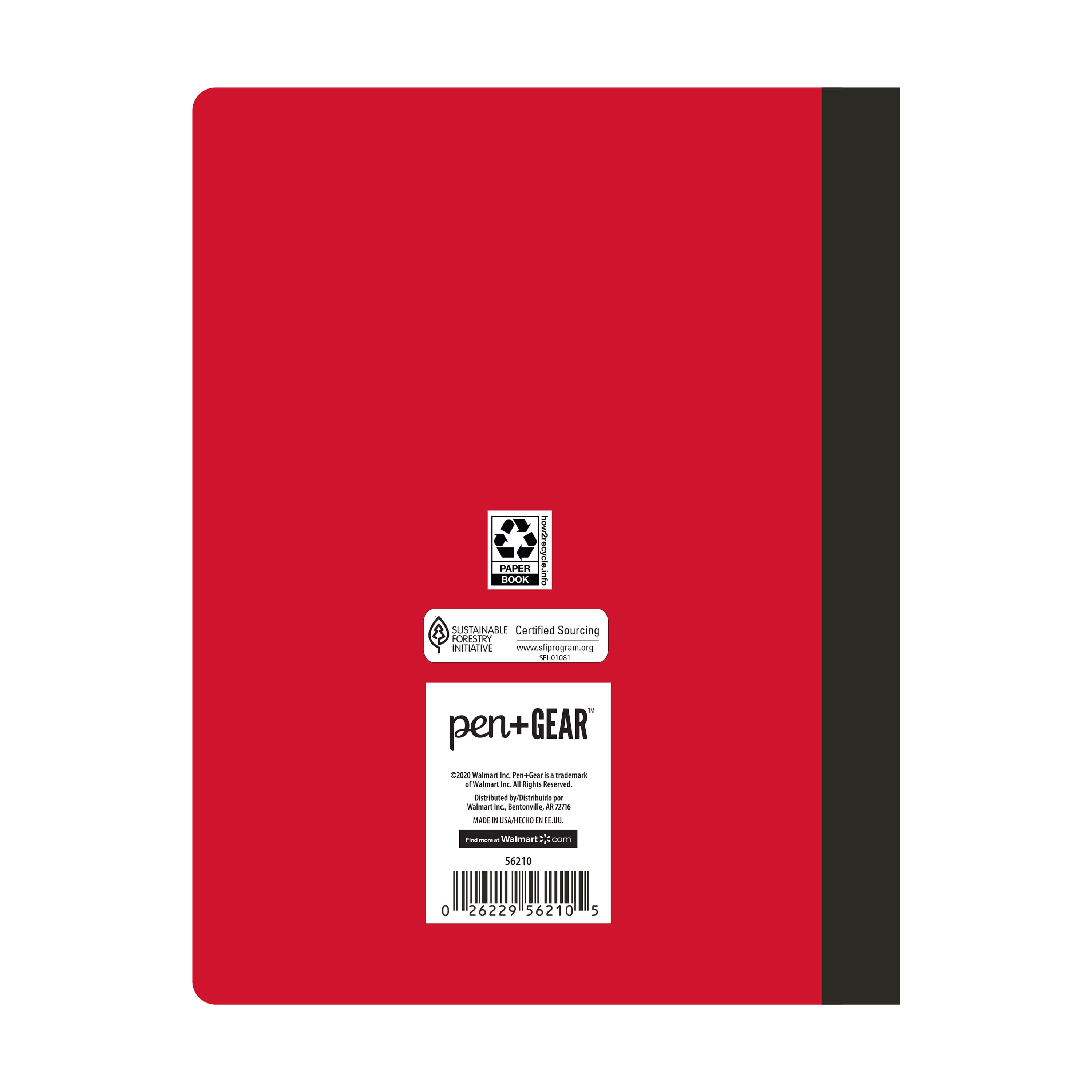 Pen+Gear 100 Sheets Red Composition Book, Wide Ruled, 9.75" x 7.5"