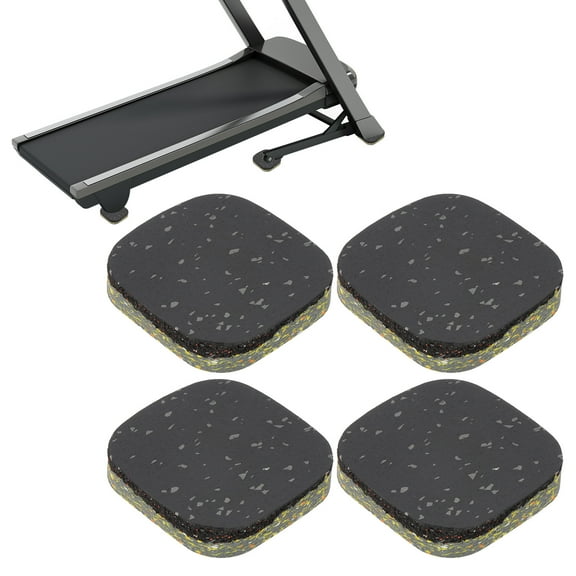 Uxcell 4 Pcs Treadmill Mat Pads, 4x4x0.8" High Density Foam Anti Vibration Pad Sound Proof Floor Mat Exercise Equipment Mat for Carpet Protect Noise Reduction Home Gym, Gray
