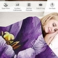 thumbnail image 3 of JEUXUS Purple Flower Floral Picture Blanket Gifts - Flannel Fleece Blanket White, 3 of 6