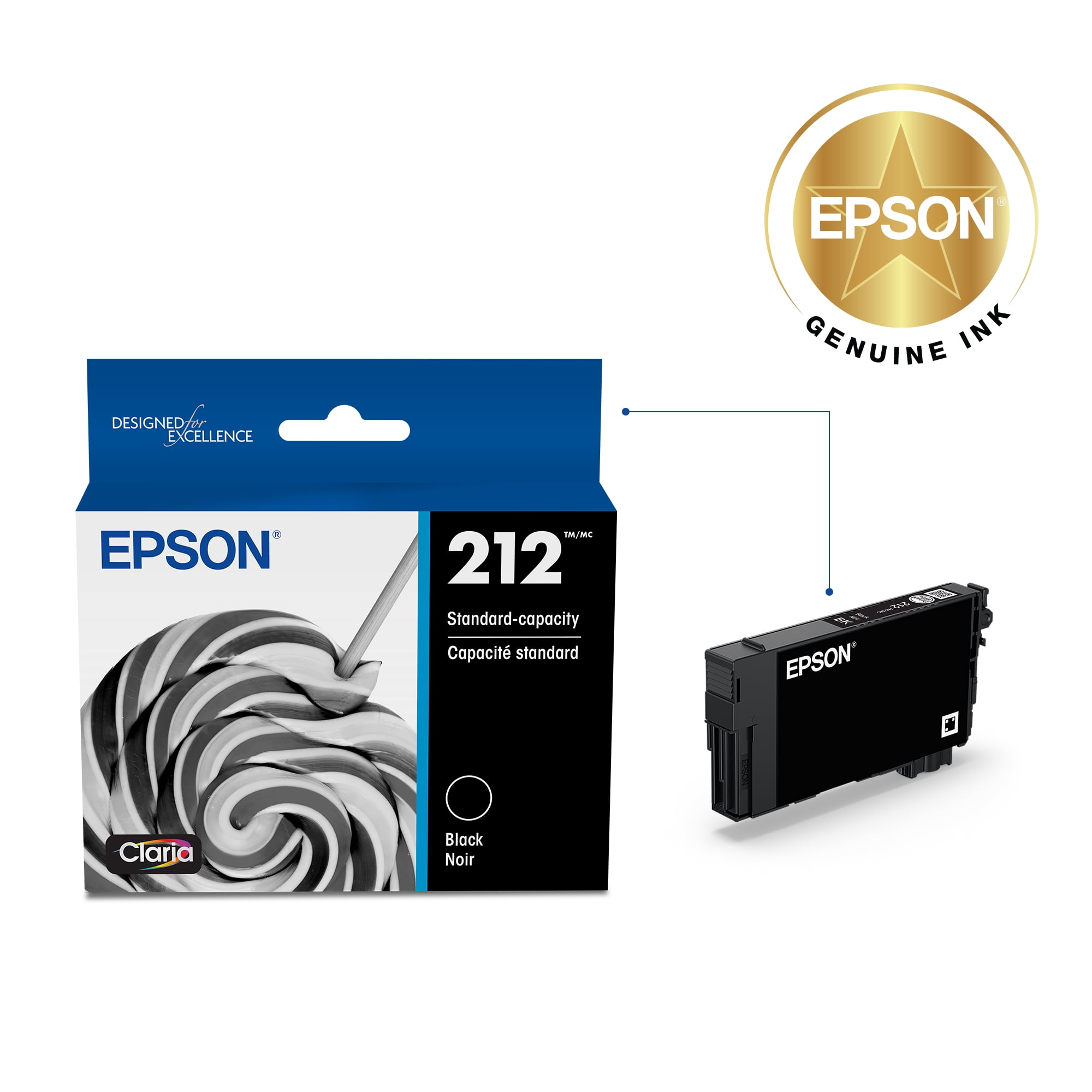 Epson 212 Standard capacity Black Ink Cartridge compatible with XP4105 WF2850