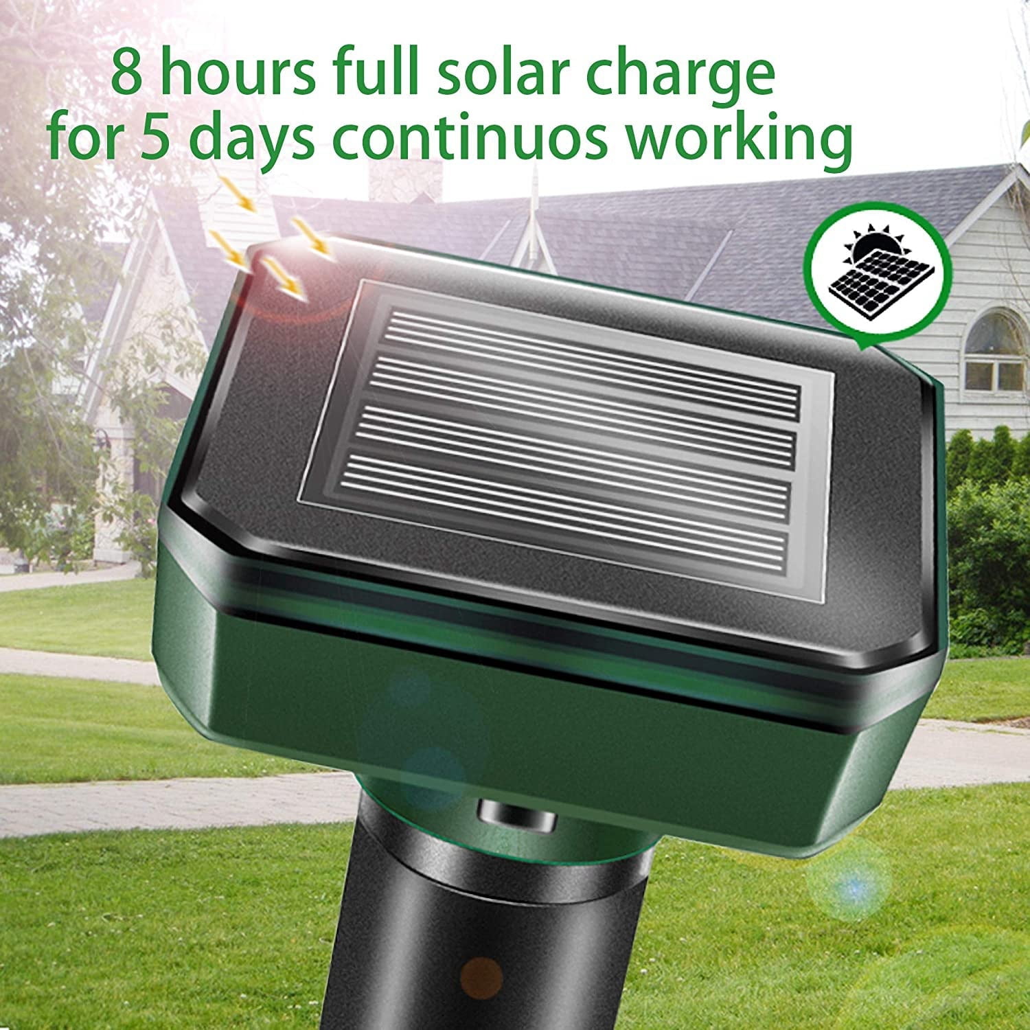 8Pcs Solar Powered Sound Wave Sonic Repeller Outdoor Garden Yard Farm Mouse Gopher Rat Vole Mole Scarer Snake Rodent Pest Reject Repellent Expeller