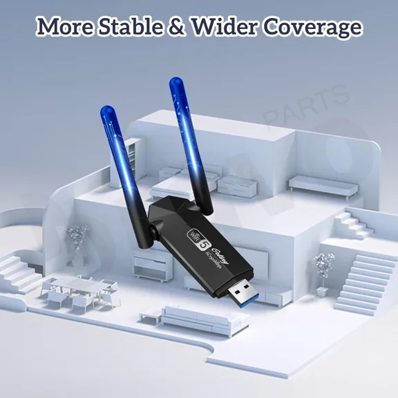 Wireless 1300Mbps Wifi Adapter Long Range Dongle Dual Band 5Ghz Networkusb 3.0