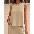 thumbnail image 4 of Women'S Summer 2 Piece Outfits Sleeveless Top Wide Leg Pants Lounge Beach Travel Sets Cream White XL, 4 of 9