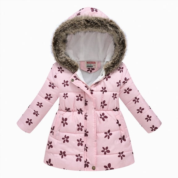 Aayomet Girls Long Parka Winter Coat Heavyweight Hooded Puffer Jacket with Faux Fur Collar Fleece Lined Down Coat for Kids