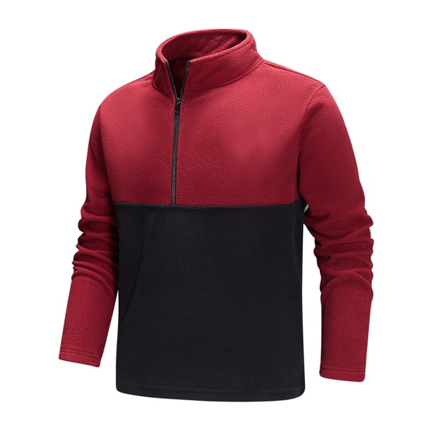 Blusa y camisa de manga larga con cuello alto para hombre, color de contraste, manga larga, cremallera, cuello alto, informal, deportiva, para casa, blusa para hombre