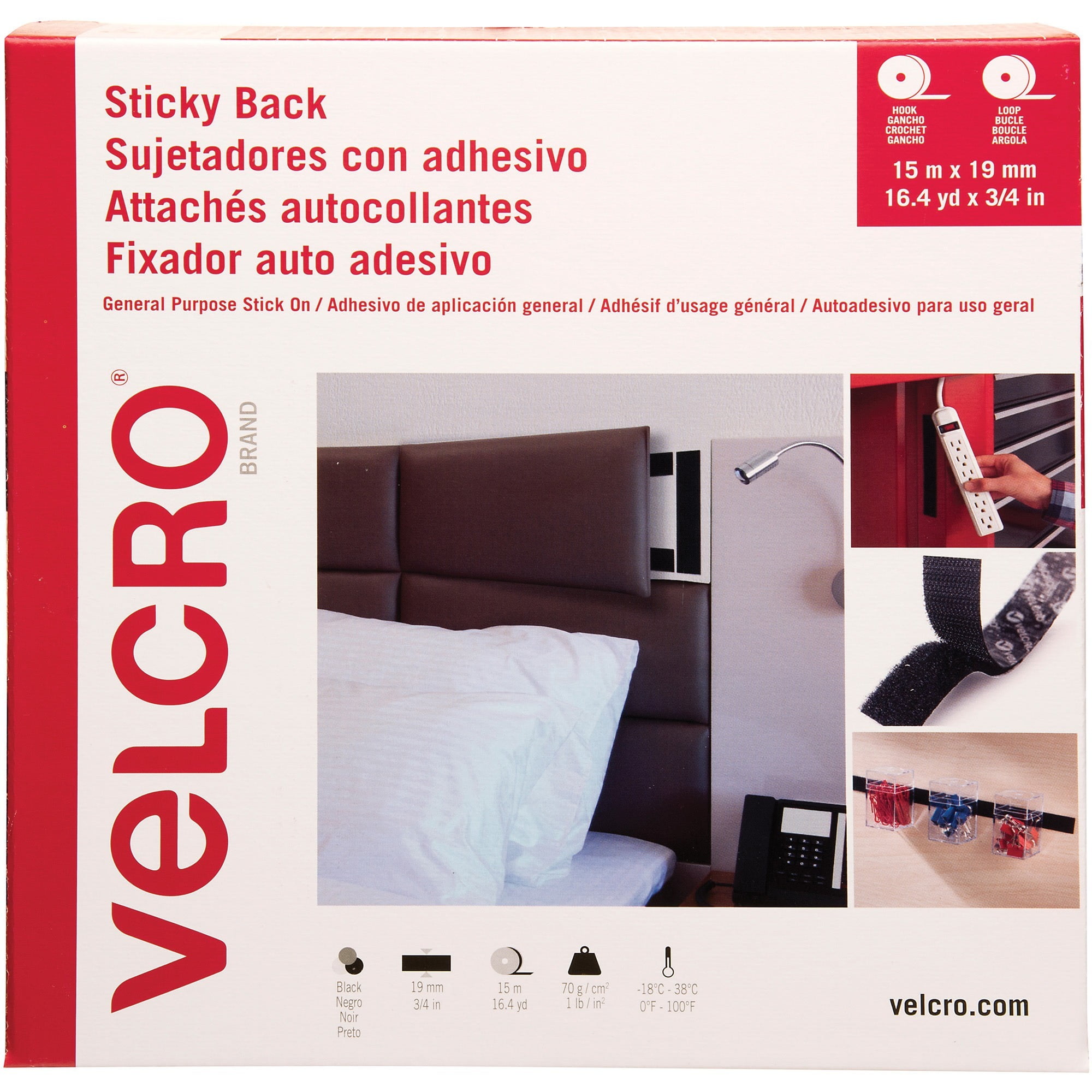 Velcro Brand Sticky Back Strips 3.5" x 0.75" Three packages of 4 
