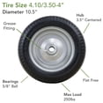 thumbnail image 3 of Marastar Flat Free Wheel,Polyurethane,300 lb,Gray 30030, 3 of 10