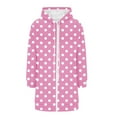 thumbnail image 3 of Oplxuo Long Hoodies for Women Zip Up Fleece Oversized Sweatshirts with Pockets Comfy Lounge Fashion Polka Dot Long Jacket, 3 of 5
