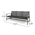 thumbnail image 5 of Benjara Bops Outdoor Sofa- Gray PE Woven Wicker- Coastal Acacia Wood Frame, 5 of 5