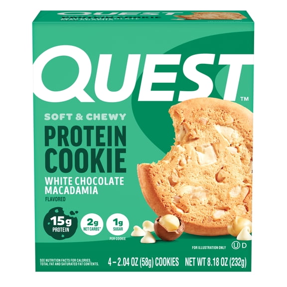 Quest Nutrition, 15g Protein Soft Cookie, White Chocolate Macadamia Flavor, High Protein, Low Carb, 4 Count