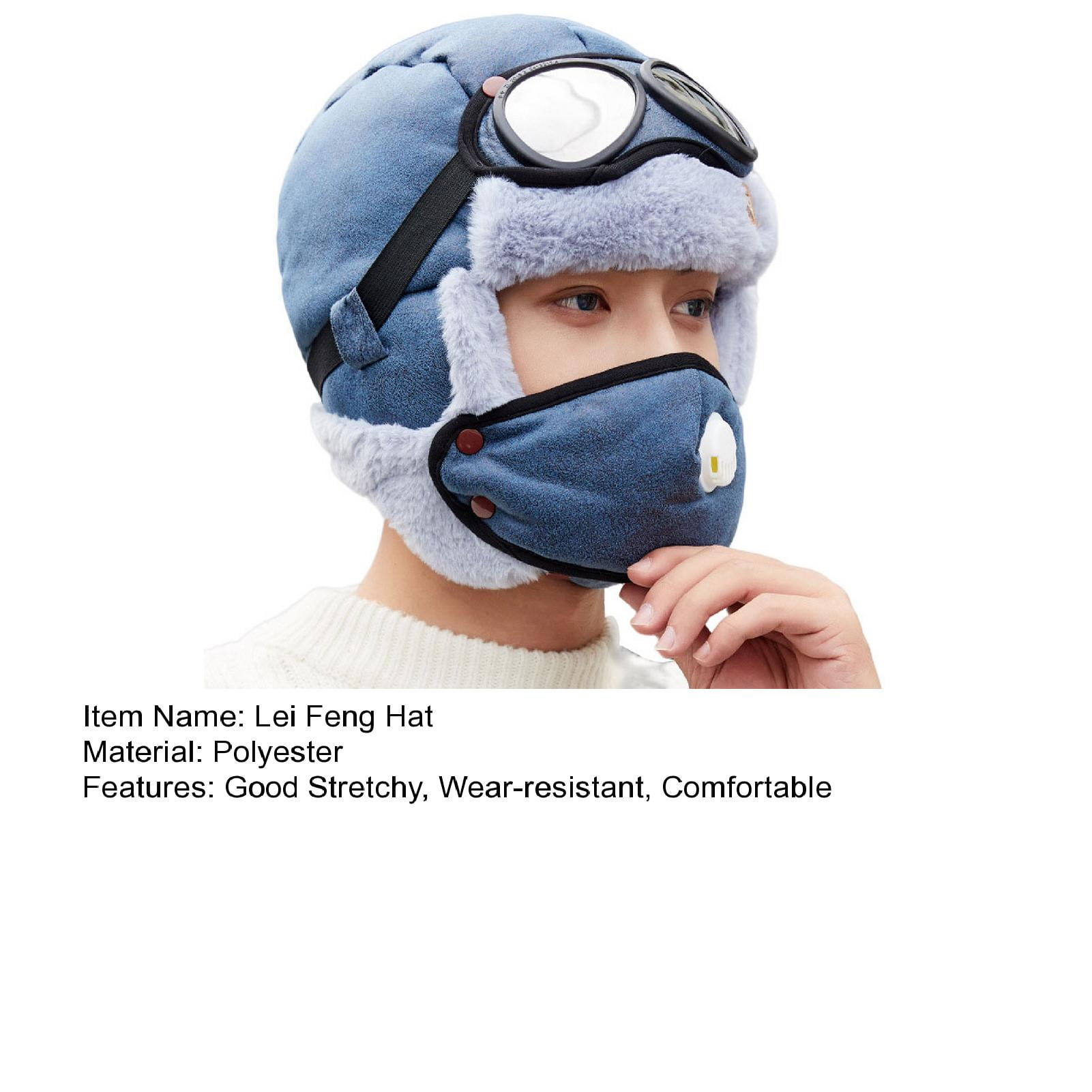 Opvise Cycling Hat 4 in 1 Skin touch Cozy Ear Thick Windproof Polyester Outdoor Masque Glasses Ski Hat Sports Accessories for Winter Pink