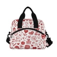 thumbnail image 2 of Insulated Crossbody Lunch Bag 10L Lunch Tote with Adjustable Shoulder Strap for Work Office Picnic Red Romantic Element Icon, 2 of 6
