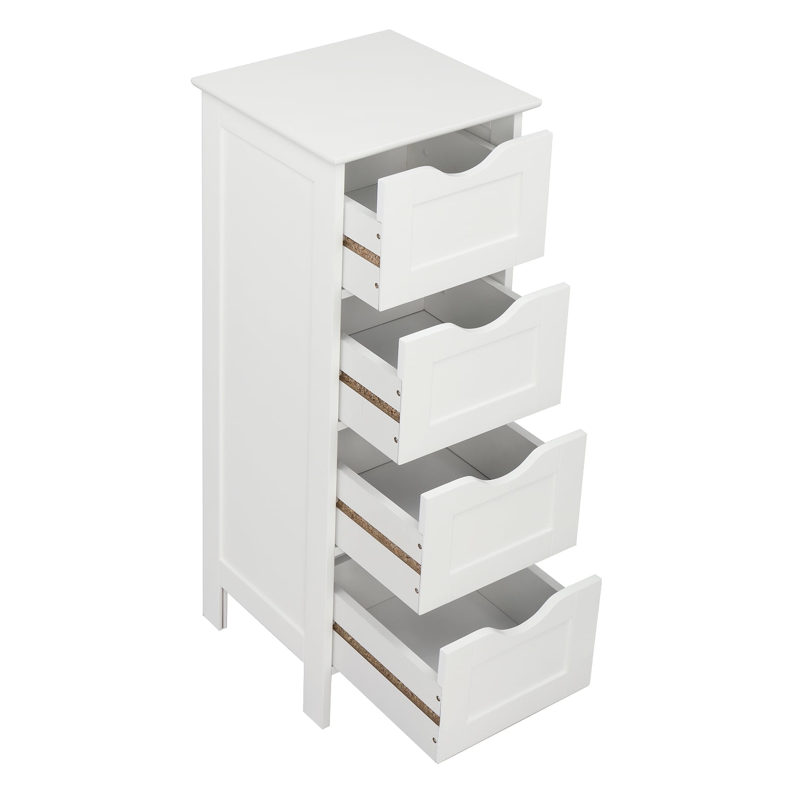 4-Drawer Painted MDF Bathroom Cabinet, White 11.82*11.82*32.29in