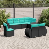vidaXL 8 Piece Patio Sofa Set with Cushions Black Poly Rattan