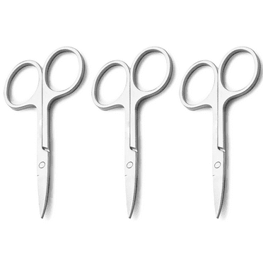 Care Curved Facial Hair Scissors for Men - Mustache, Nose Hair & Beard Trimming Scissors, Safety Use for Eyebrows, Eyelashes & Ear Hair-Professional Stainless Steel- 3-PACK (Silver)