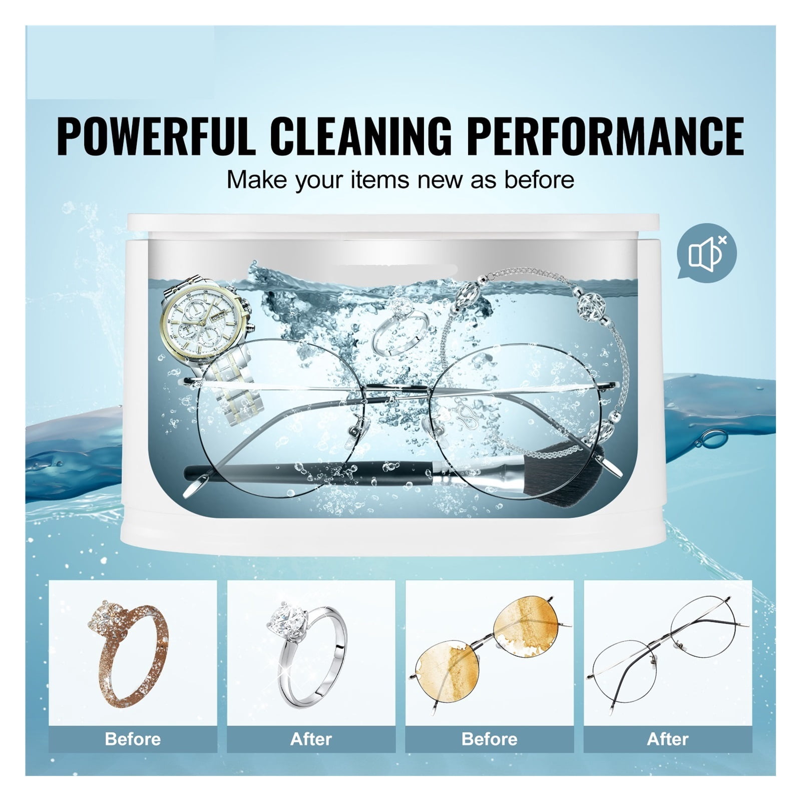 650ml Ultrasonic Cleaner Mini Portable Washing Machine Ultrasound Bath Cleaning Devices for Glasses Home Appliance