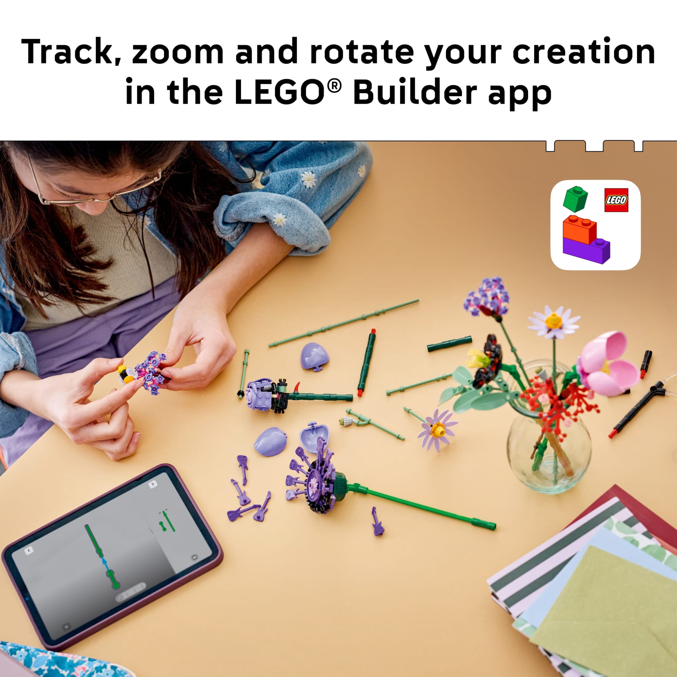 LEGO Botanicals & Editions Olivia Rodrigo's Flower Bouquet - Building Toy for Girls & Boys, Ages 9+ - Artificial Flowers for Bedroom Shelf or Desk, Home Decor - Gift for Music Fans - 11507