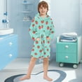 thumbnail image 3 of FORMRS Niños Bathrobe Unisex Hooded Robe Soft Plush Pajamas Sleepwear, Size 7-9T, Strawberry Pattern, 3 of 7