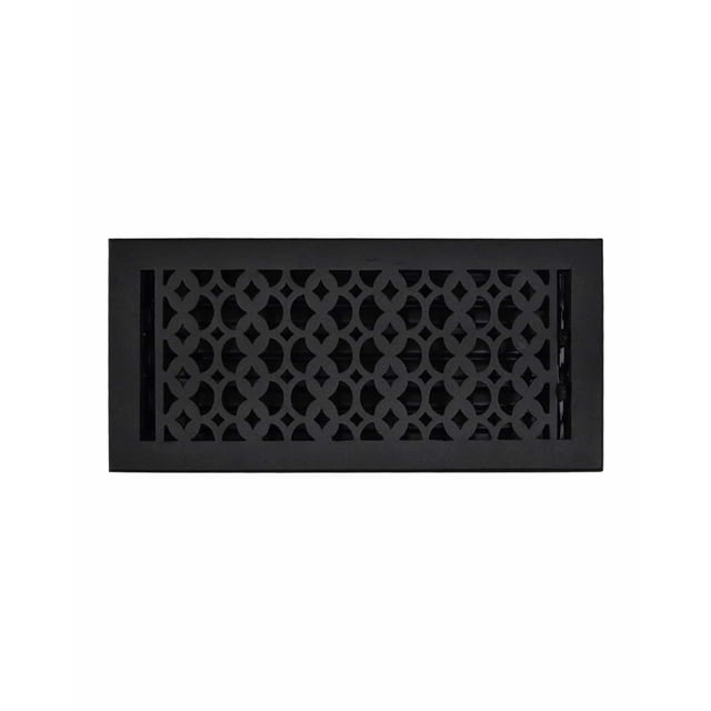 Cast Iron Floor Vent Cover 6″ x 16″ with Damper | Heavy-Duty Tudor Mushroom Design Decorative Register | Powder Coated, Repaintable, Handcrafted HVAC Duct Grille for Floors & Walls