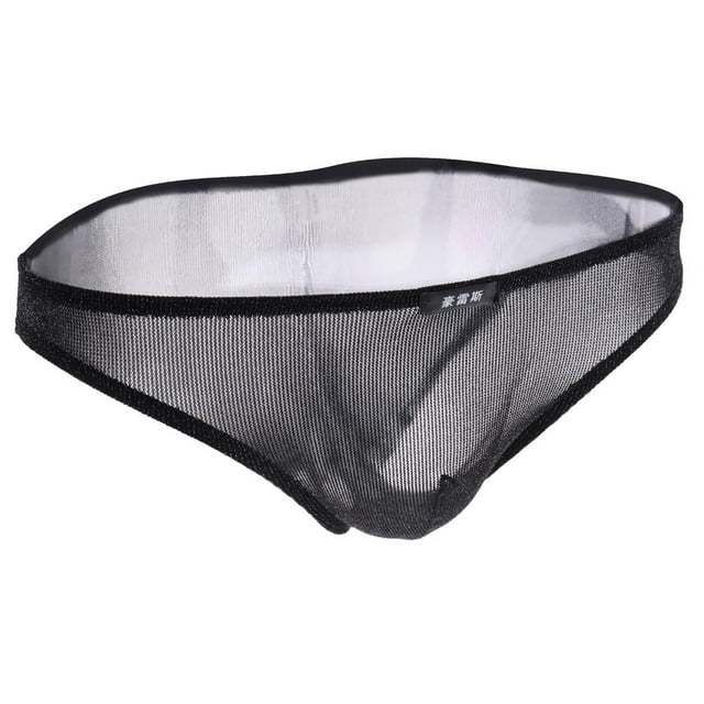 Mens Bikini Briefs Underpants Mesh See Through Pants Glitter XL