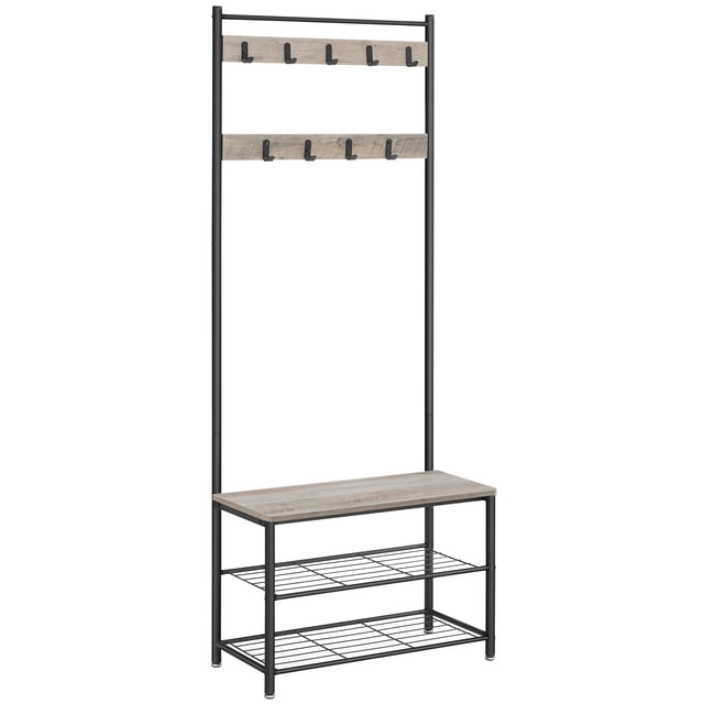 VASAGLE Perchero 3 en 1 con Banco Zapatero 32x70x175 cm