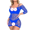 thumbnail image 7 of Levmjia Women's Lace Mesh Cutout Nightgown Set Dress Solid Color Open Crotch Long Sleeve Slim Fit Bodysuit For Honeymoon Valentine, 7 of 7