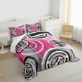 thumbnail image 3 of Homewish Modern Abstract Artistic Full Size Comforter Sets,Geometric Circle Bedding Comforter Set,Pink Gray White Bedding Sets For Girls,Luxury Bedroom Decor Reversible,3 Pieces, 3 of 8