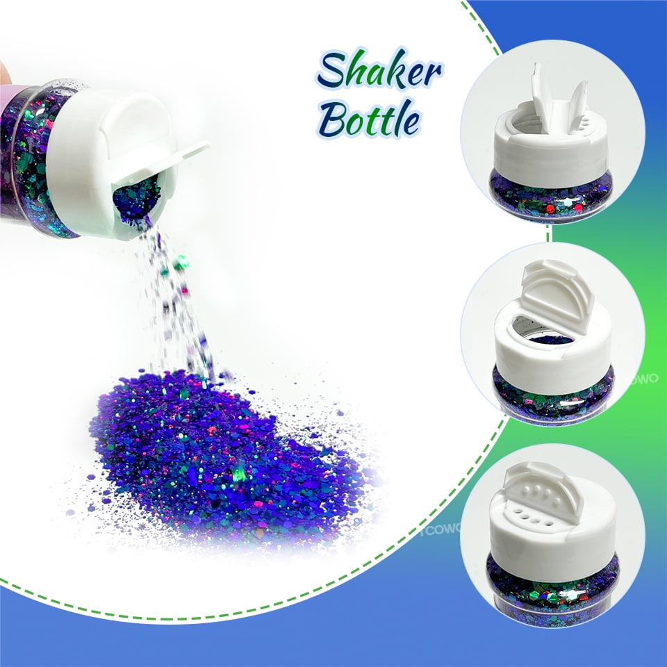 Color Shift Chameleon Glitter Chunky Glitter Sequins For Arts & Crafts Wine Glass Decoration Weddings Cards Flowers Cosmetic Face Body 2oz/Bottle 4 Colors One Set