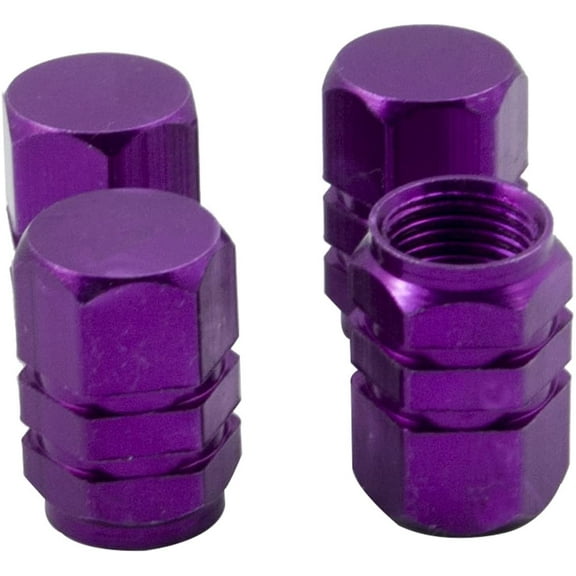 4 PCS Style Polished Aluminum Chrome Tire Valve Stem Caps (Purple)