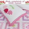 thumbnail image 4 of Cozy Line Home Fashions 100% Cotton Butterfly Flower Pink 4-Piece Twin Quilt Bedding Set, including 2 Decorative Pillows, 4 of 5