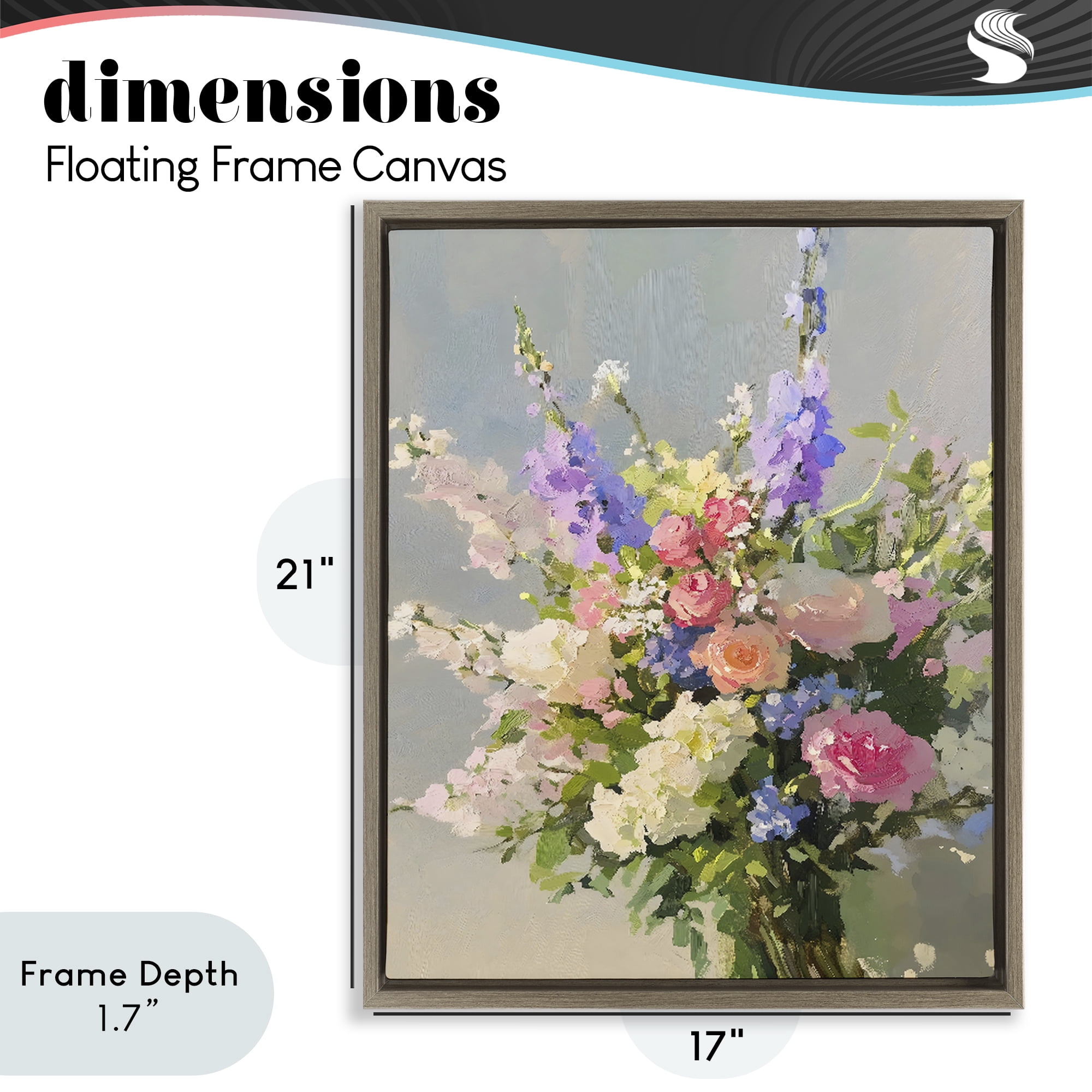 Stupell Industries Romantic Pastel Garden Bouquet Brown Framed Floater Canvas Wall Art, design by The Prints Vibe