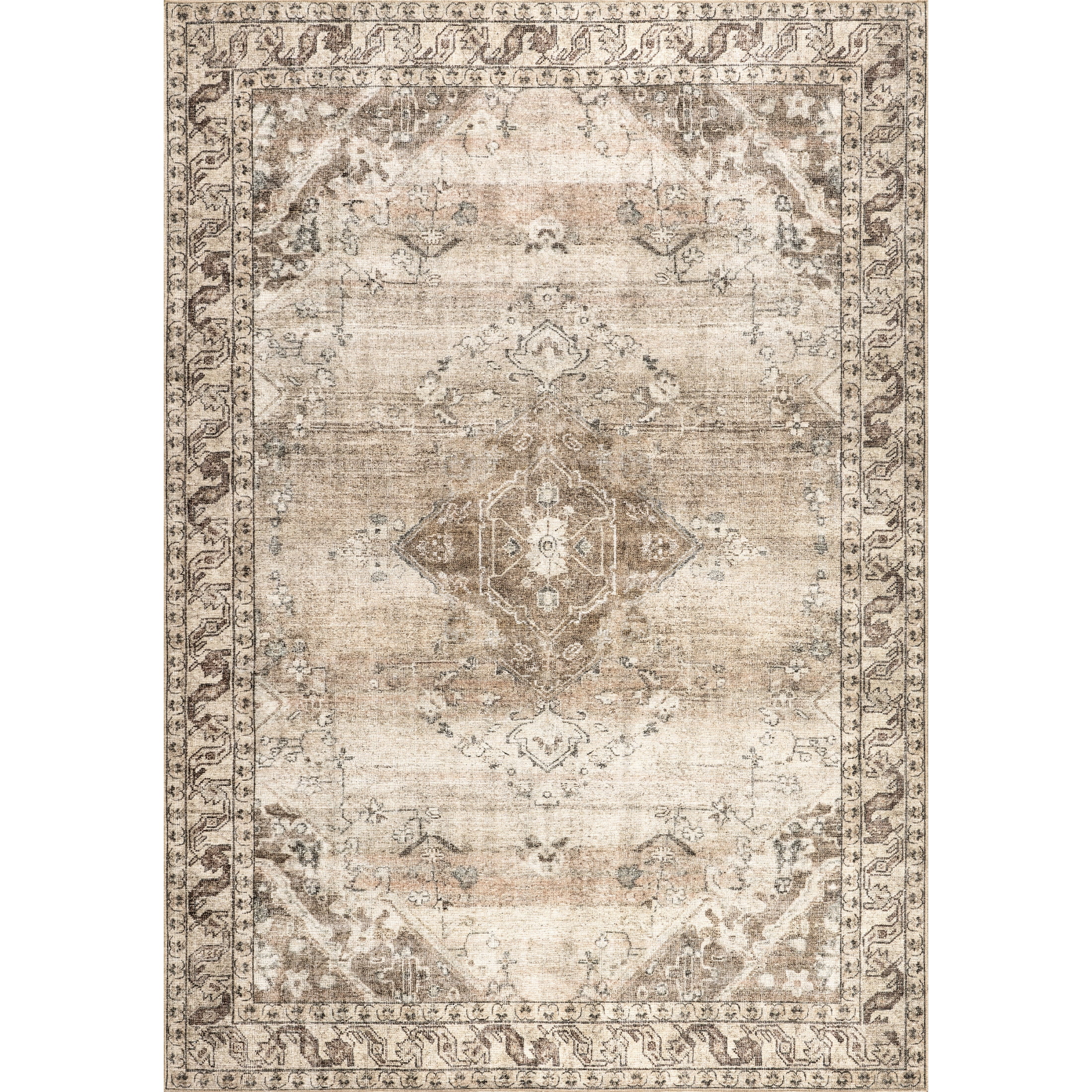 Nuloom Hillstone Collection Traditional Vintage Medallion Area Rug, 7' 10" x 10', Ahmeira Beige