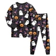 thumbnail image 2 of Enyan Boys Halloween Pajamas Long Sleeve Crewneck Cute Pumpkim/Ghost Print Shirt Set 2 Piece Sleepwear Loungewear Halloween Pajamas Kids(5-6 Years), 2 of 7