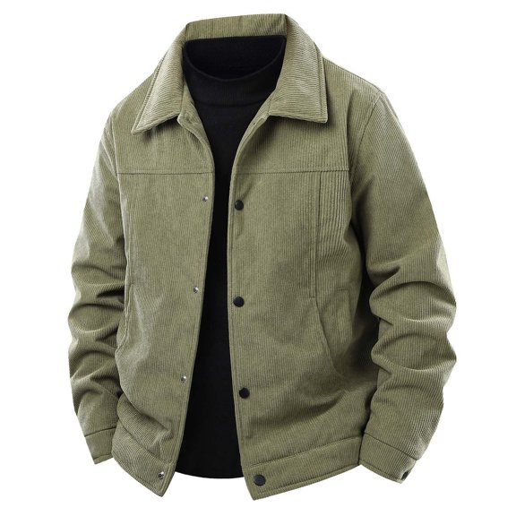 Gyujnb Jackets for Men,Men's Casual Corduroy Jacket Lightweight Slim Fit Comfortable Stand Collar Outerwear for Daily Wear,Winter Coats for Men,Size:XL
