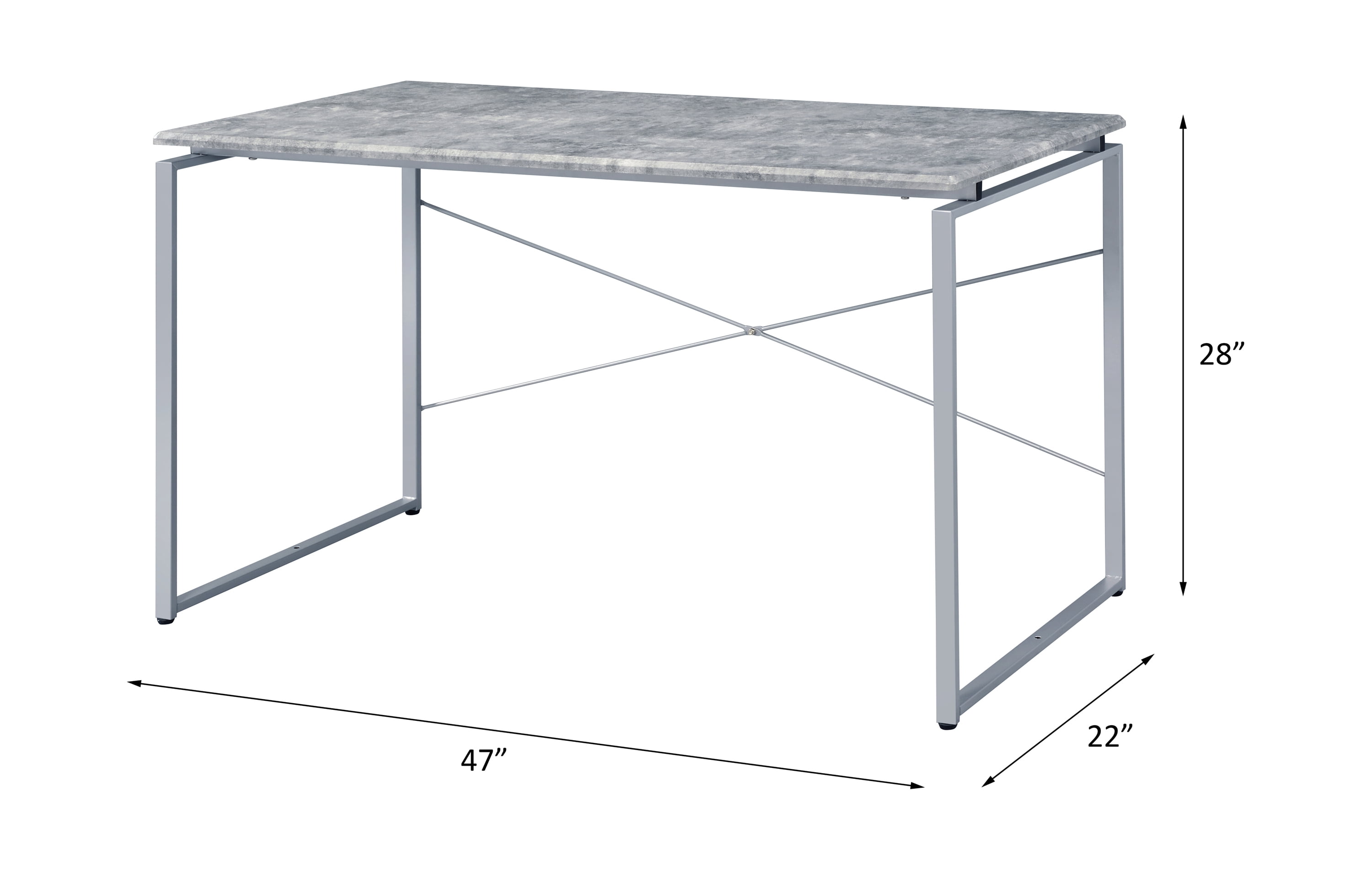 Jurgen Faux Concrete & Silver Finish Writing Desk
