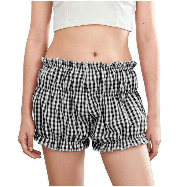 Pantalones de Cintura Elástica para Mujeres Primavera Y Verano Lindo Cintura Elástica Hinchada Nueva Impresión Pantalones Cortos Casuales